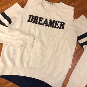 Pam & Gela Cold Shoulder Lightweight Sweater